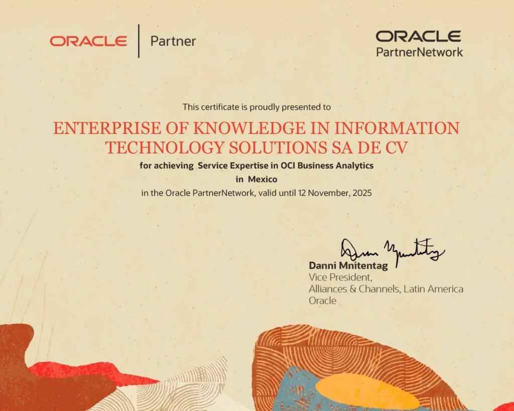 EKS Expertis en Oracle Cloud Infrastructure Business Analytics y BI.