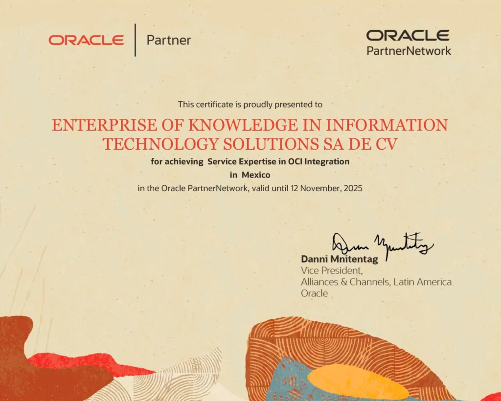 EKS Certificación Oracle Cloud Infrastructure OCI Integration Service Expertise.